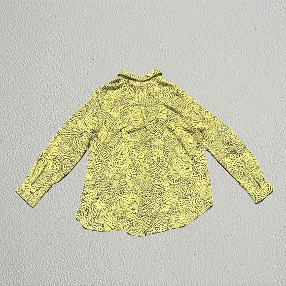 Chartreuse tiger print button up shirt T Tahari - Picture 2 of 7
